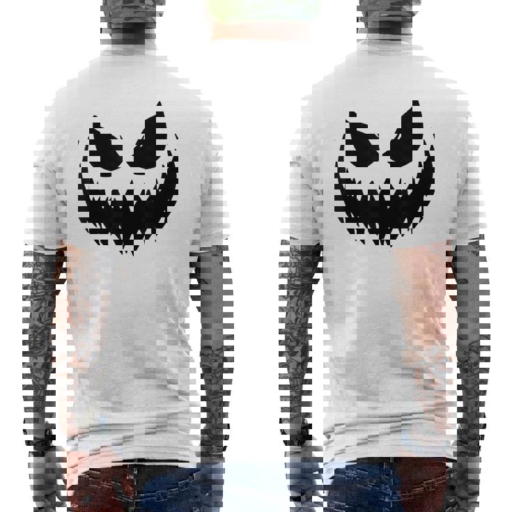 Scary Orange Jack o Lantern Shirt Spooky Pumpkin Face Men's Back Print T-Shirt
