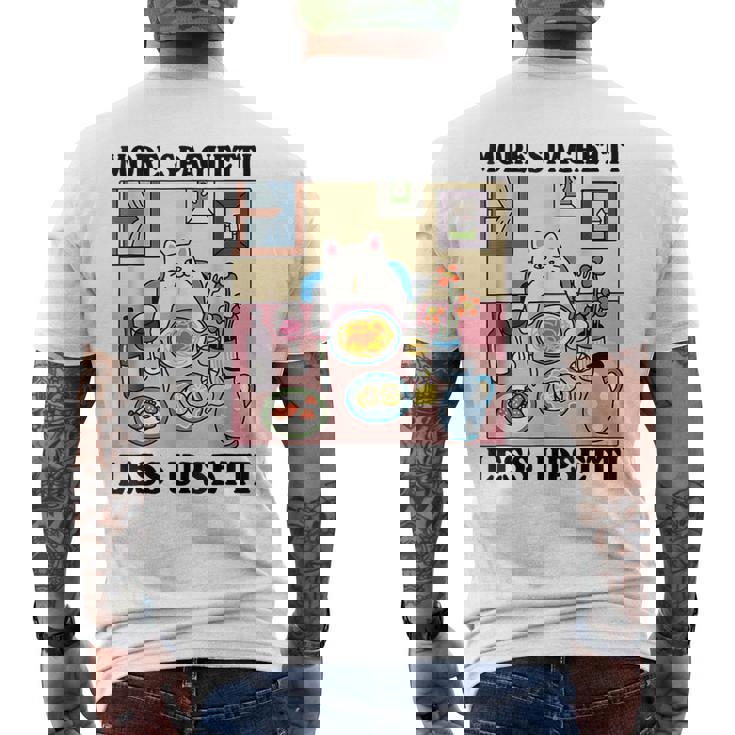 More Spaghetti Less Upsetti Cute Cat Quote Men's T-shirt Back Print