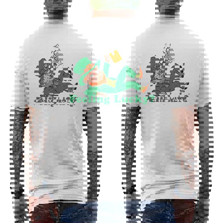 St Patrick's Day Feeling Lucky Leprechaun Men's T-shirt Back Print