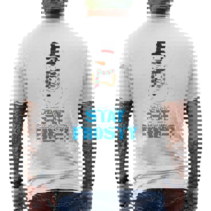Stay Frosty Shirt Christmas Shirt Cool Snowman Premium Men's Back Print T-Shirt