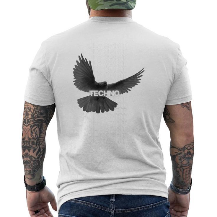 Techno Holy Spirit Rave Bird Raabe Hardtechno Deep Trance T-Shirt mit Rückendruck