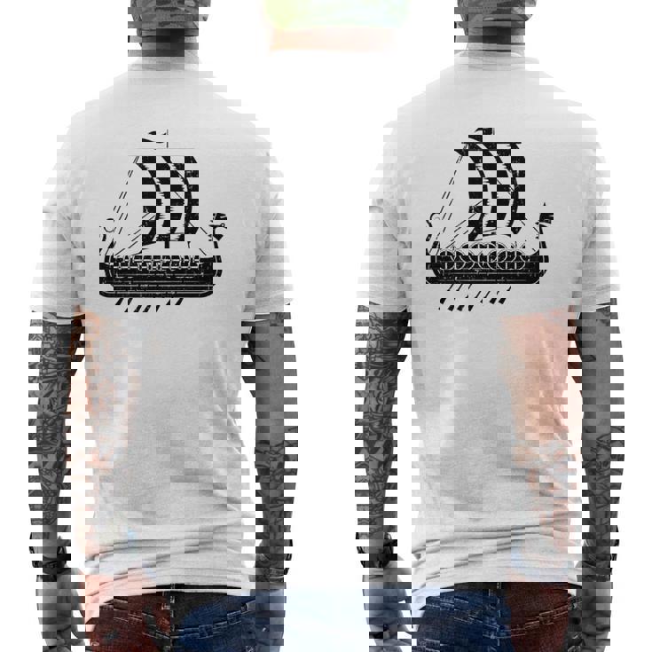 Viking Long Ship Drakkar Dragon Premium Men's Back Print T-Shirt