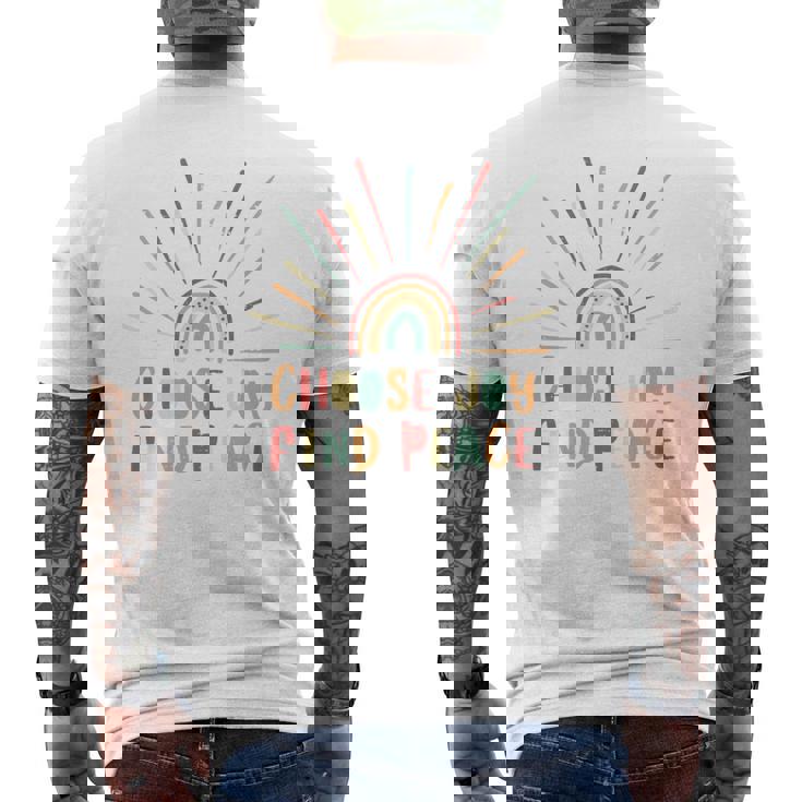 Vintage Choose Joy Find Peace Mensaje Positivo Manga Larga Camiseta Hombre Estampado Espalda