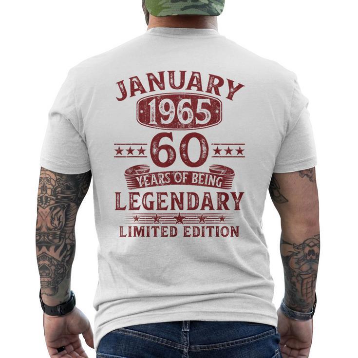 Vintage January 1965 60Th Birthday T-Shirt mit Rückendruck