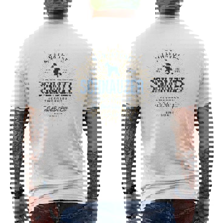 Vintage Schnauzer Miniatura Retro Camiseta Hombre Estampado Espalda