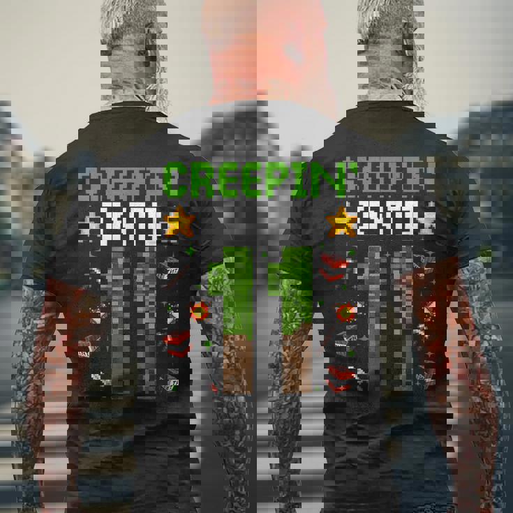11Th Birthday Gamer Pixel Creepin’ Into 11 Video Game Party Men's T-shirt Back Print Gifts for Old Men