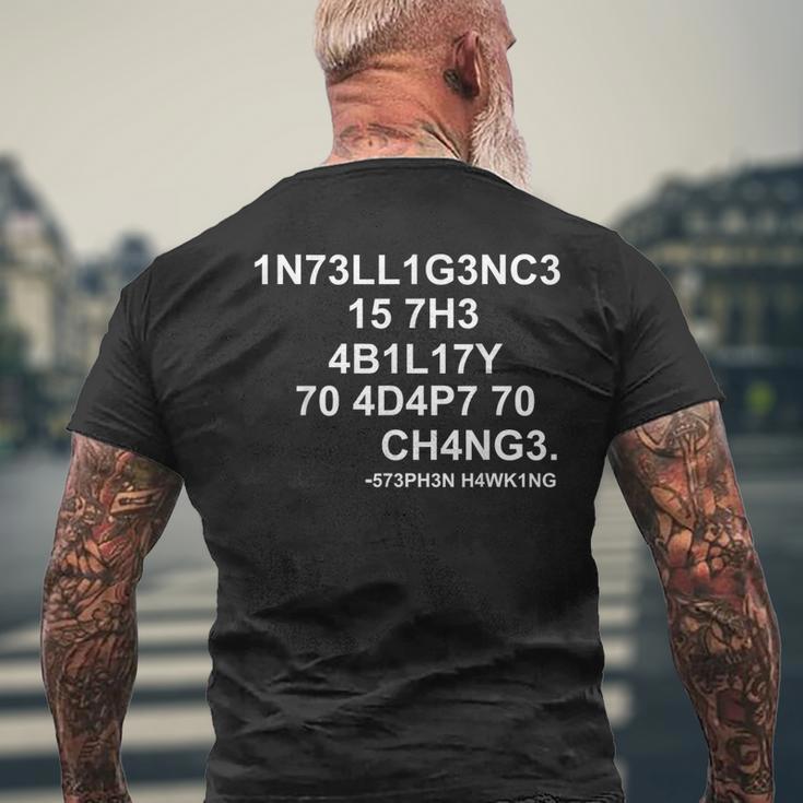 1N73ll1g3nc3 15 7H3 4B1l17y 70 4D4p7 70 Ch4ng3 Science S T-Shirt mit Rückendruck Geschenke für alte Männer