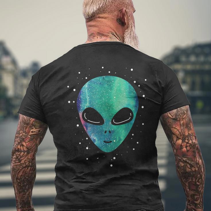 Alien Head Starry Night Sky Fun T-Shirt mit Rückendruck Geschenke für alte Männer