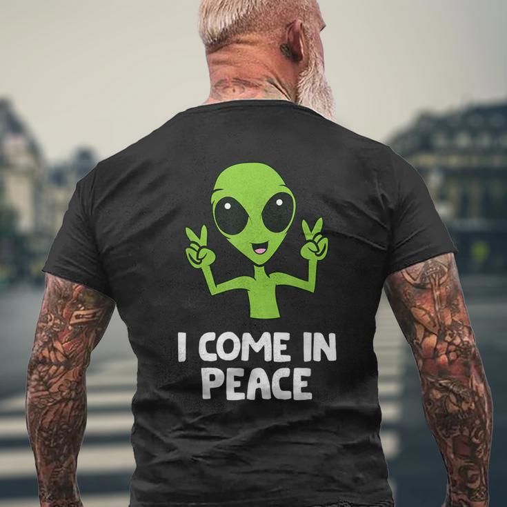 Alien I Come In Peace Space Rave Edm Music Alien T-Shirt mit Rückendruck Geschenke für alte Männer