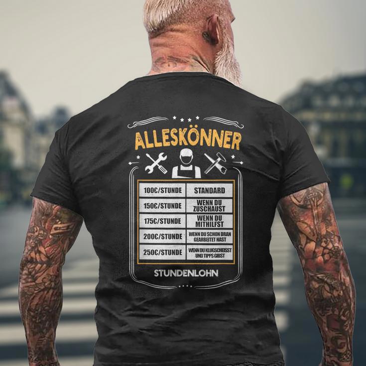 Alleskönner Stundenlohn Craftsman Diy Price List T-Shirt mit Rückendruck Geschenke für alte Männer