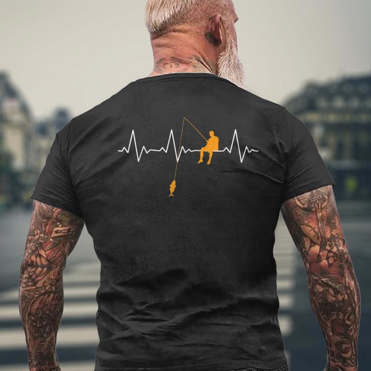 Angler Heartbeat Heartbeat Fishing T-Shirt mit Rückendruck Geschenke für alte Männer