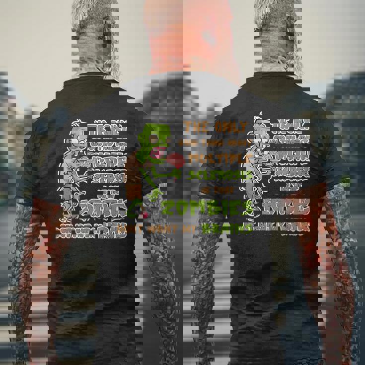 Apoya La Conciencia De La Esclerosis Múltiple Cerebros Divertidos Zombies Camiseta Hombre Estampado Espalda Regalos para ancianos