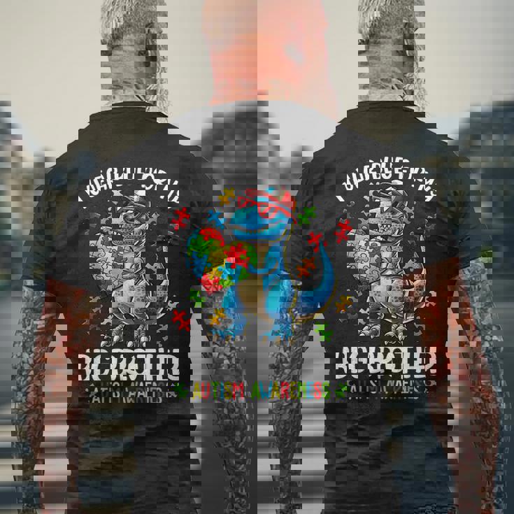 Autism Awareness I Wear Blue For My Big Brother Dinosaur Men's T-shirt Back Print Gifts for Old Men Autism Awareness I Wear Blue For My Big Brother Dinosaur Men's T-shirt Back Print Gifts for Old Men