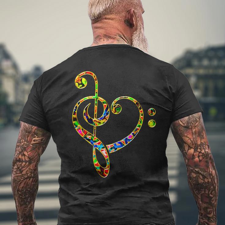 Bass Clef Heart I Love Music Bass T-Shirt mit Rückendruck Geschenke für alte Männer