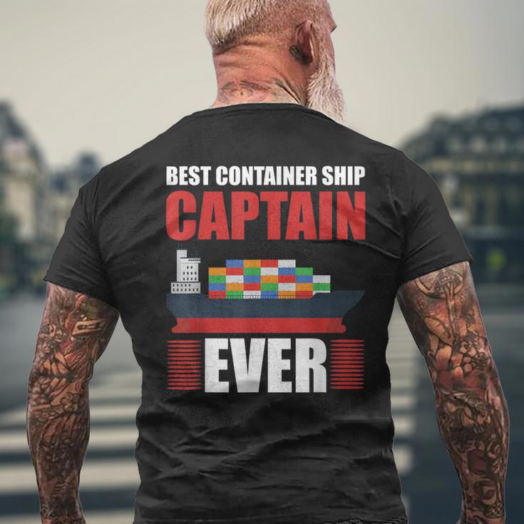 Best Container Ship Captain Ever Seafarer Cargo Ship Men's Back Print T-Shirt Gifts for Old Men