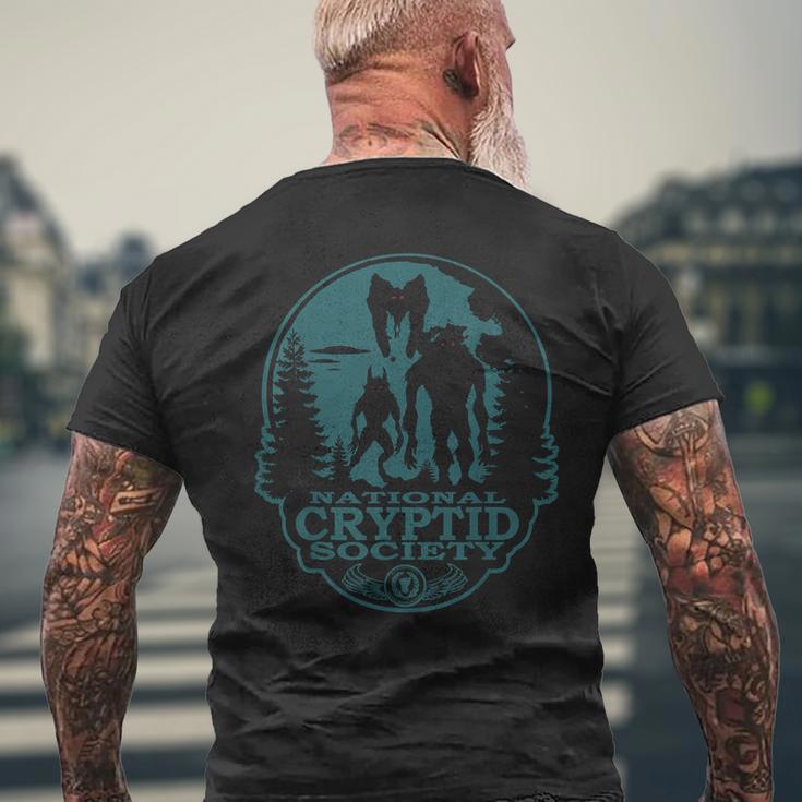 Bigfoot Dogman Mothman Ufo National Cryptid Society Crest T-Shirt mit Rückendruck Geschenke für alte Männer