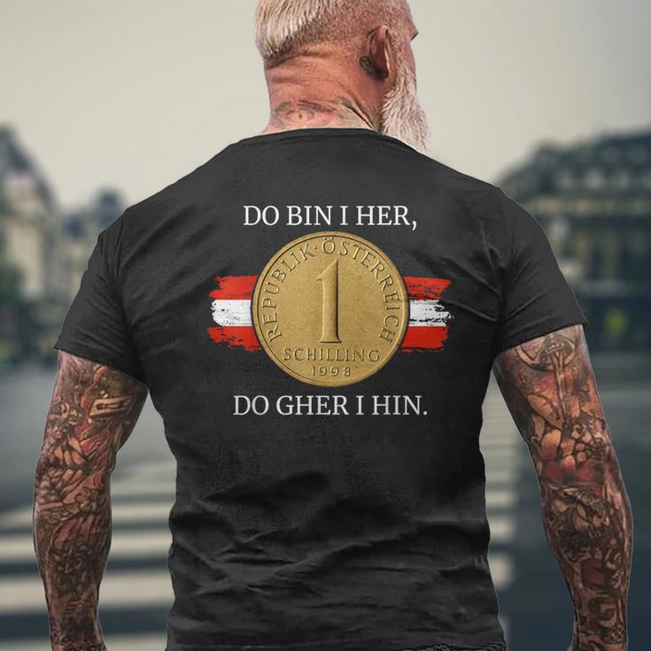 Do Bin I Her Austria Schilling Austrian Flag T-Shirt mit Rückendruck Geschenke für alte Männer