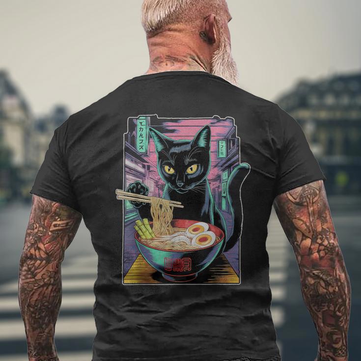 Cat Ramen Anime Manga Kawaii Otaku Fashion Cat Streetwear T-Shirt mit Rückendruck Geschenke für alte Männer