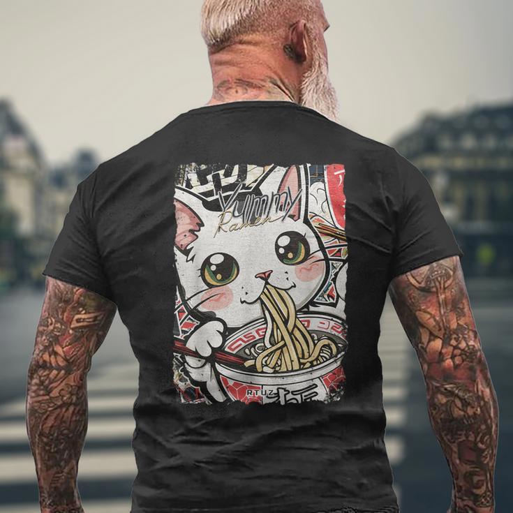 Cat Ramen Noodle Japanese Anime Manga Ramen Kawaii Cat T-Shirt mit Rückendruck Geschenke für alte Männer