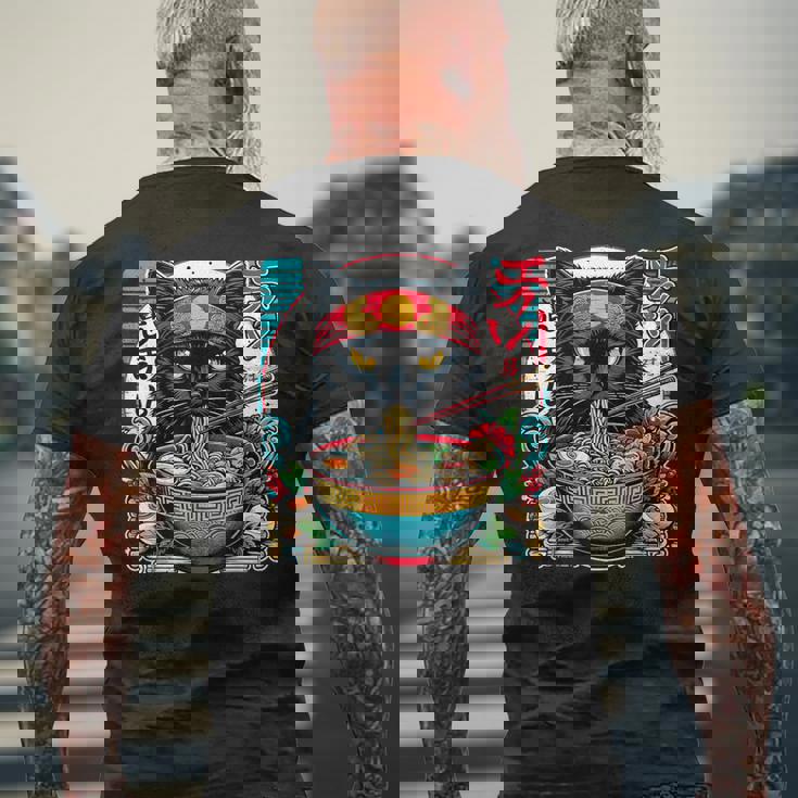 Cats Ramen Noodle Japanese Anime Kawaii Cat Men's T-shirt Back Print Gifts for Old Men Cats Ramen Noodle Japanese Anime Kawaii Cat Men's T-shirt Back Print Gifts for Old Men