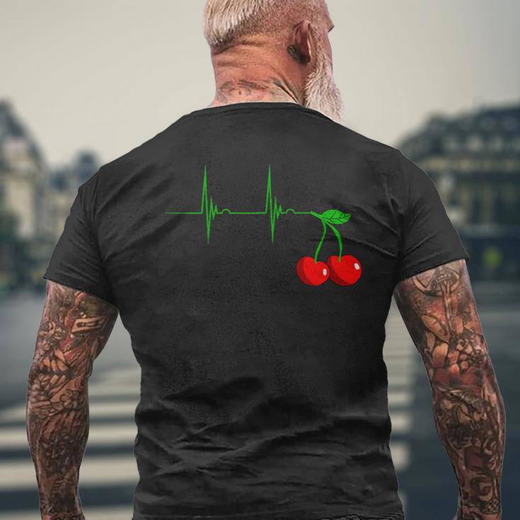 Cherry Heartbeat Cherries Fruits Ecg Pulse T-Shirt mit Rückendruck Geschenke für alte Männer