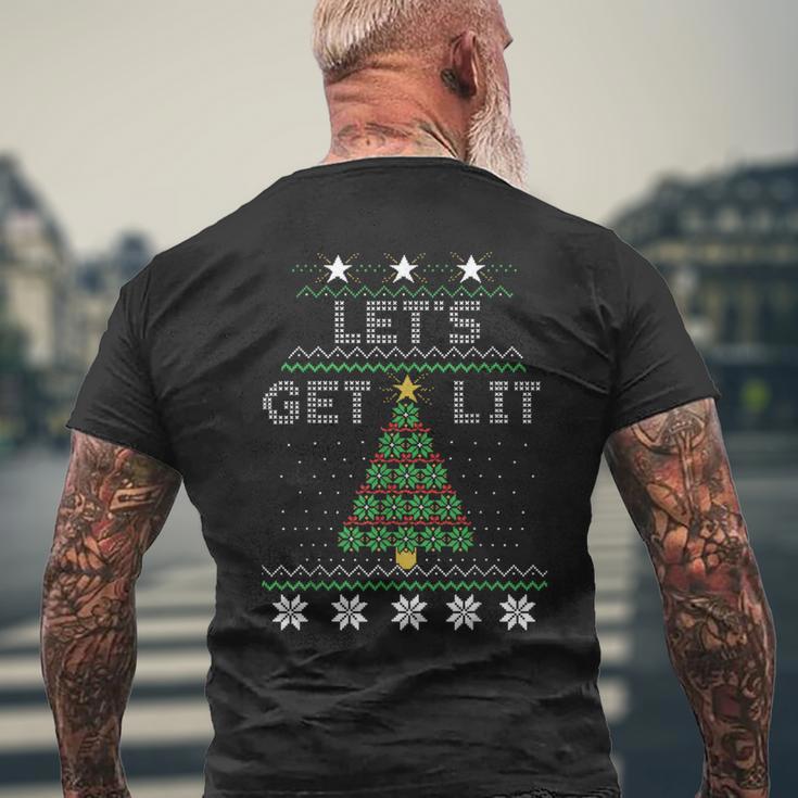 Christmas Let's Get Lit Tree Knit Ugly Sweater Men's Back Print T-Shirt Gifts for Old Men