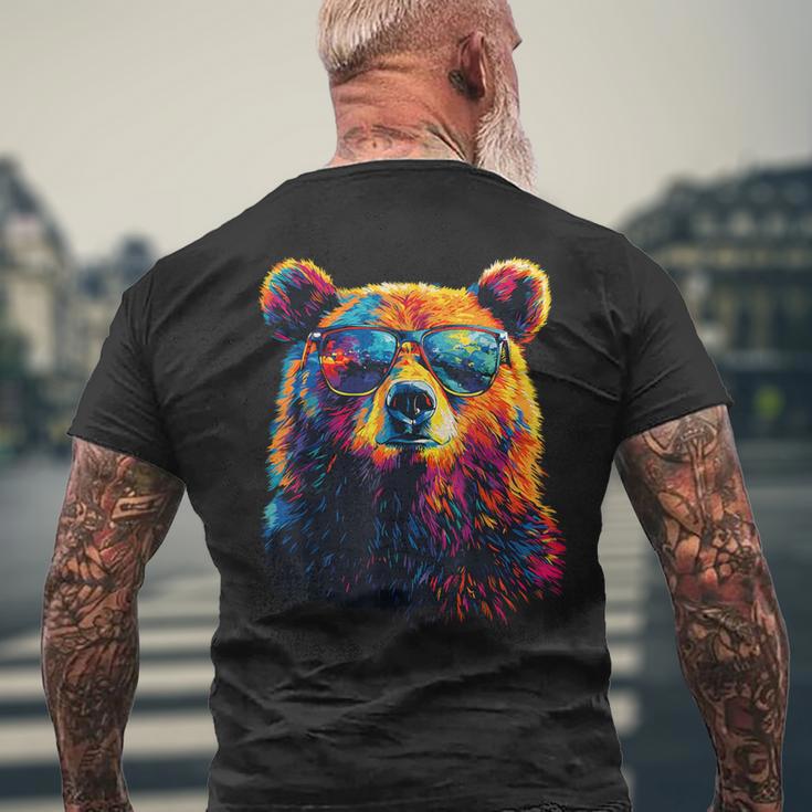 Cool Bear Portrait With Sunglasses Watercolour Bear T-Shirt mit Rückendruck Geschenke für alte Männer