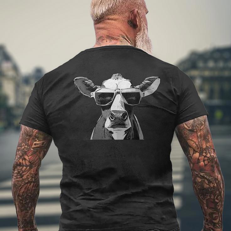 Cool Holstein Head With Sunglasses Farmer Cow Motif T-Shirt mit Rückendruck Geschenke für alte Männer