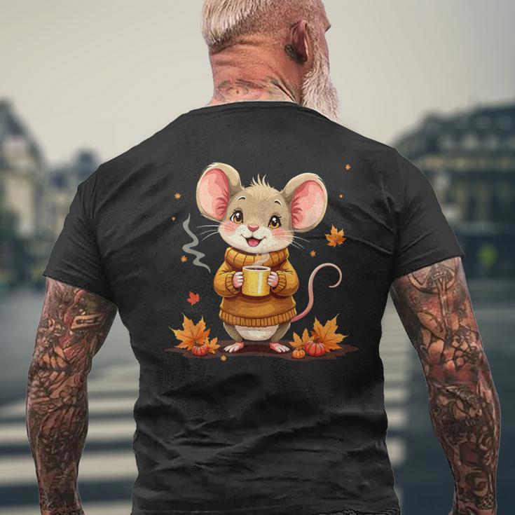 Cute Mouse With Autumn Graphic T-Shirt mit Rückendruck Geschenke für alte Männer