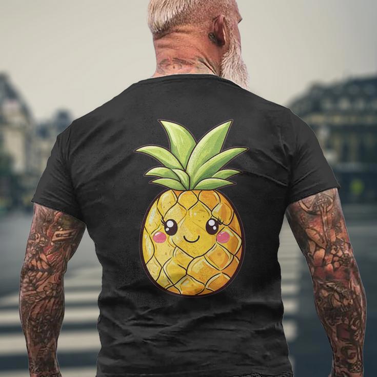 Cute Pineapple Face Kawaii Style T-Shirt mit Rückendruck Geschenke für alte Männer