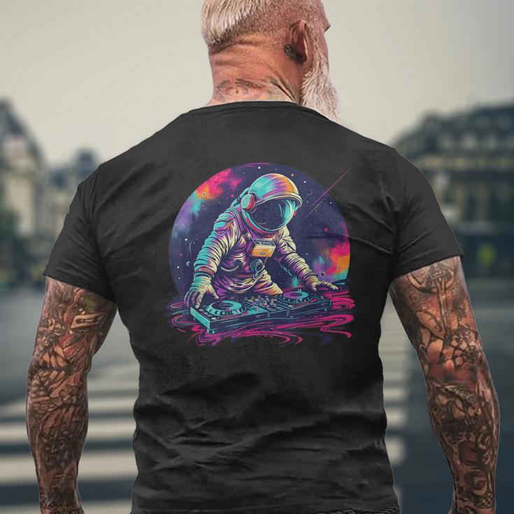 Dj Astronaut Space Galaxy Techno Rave Edm House Music Planet T-Shirt mit Rückendruck Geschenke für alte Männer