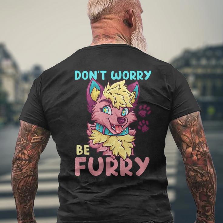 Don't Worry Be Furry I Furry Fandom Cosplay T-Shirt mit Rückendruck Geschenke für alte Männer