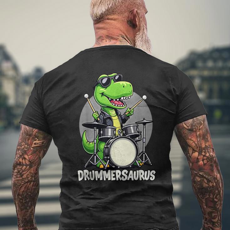 Drummer Boy Musician Drummersaurus Dinosaur T-Shirt mit Rückendruck Geschenke für alte Männer