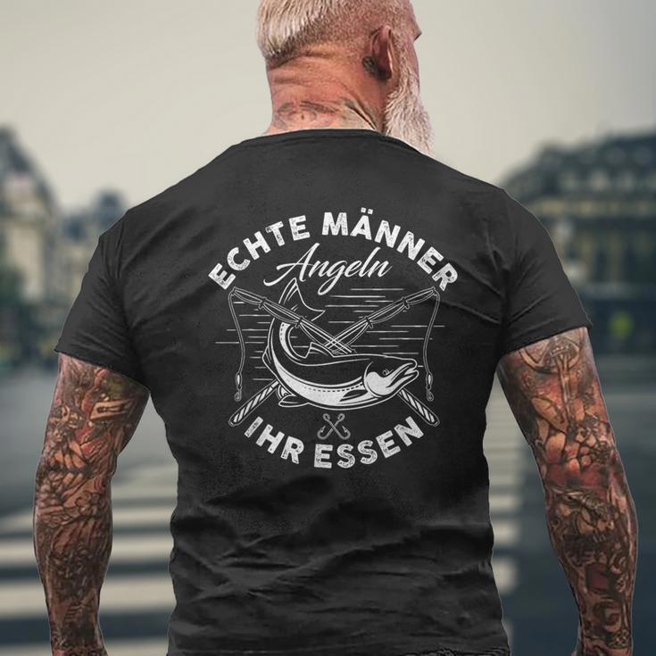 Echte Männer Angeln Ihr Essen T-Shirt mit Rückendruck Geschenke für alte Männer