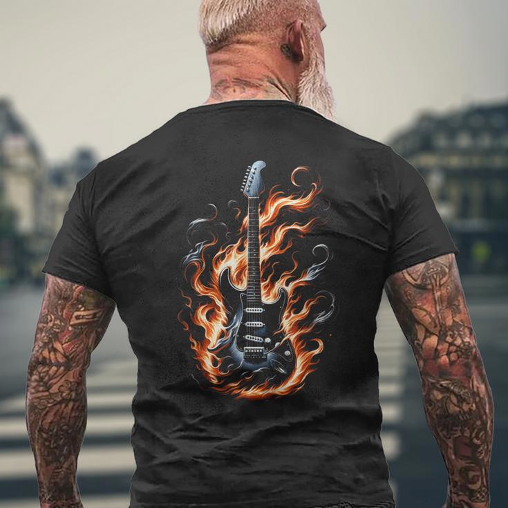 Electric Guitar With Flames T-Shirt mit Rückendruck Geschenke für alte Männer