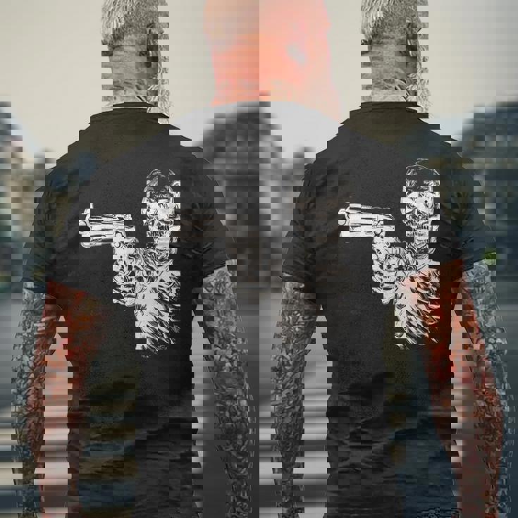 Esqueleto Fresco Con Pistola Camiseta Hombre Estampado Espalda Regalos para ancianos