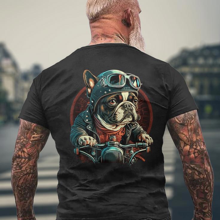 French Bulldog Cool Biker Motorcycle Riding Frenchie T-Shirt mit Rückendruck Geschenke für alte Männer