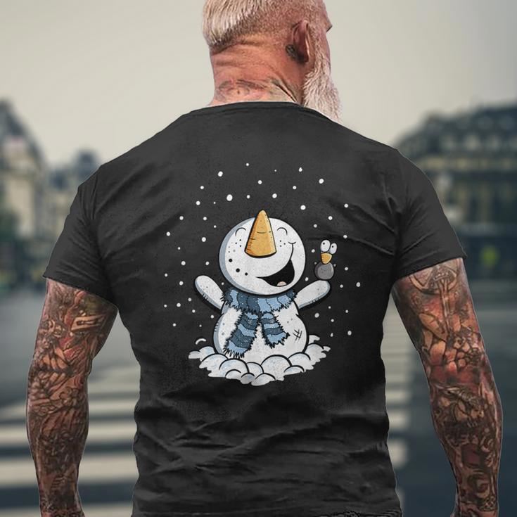 Froher Schneemann Im Schnee Winter T-Shirt mit Rückendruck Geschenke für alte Männer