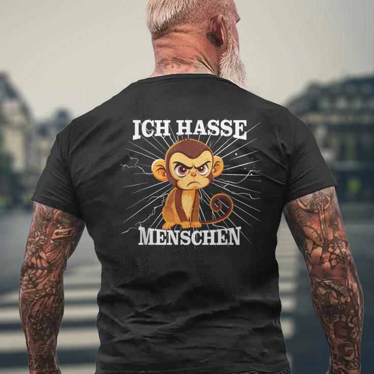 Monkey Meme Based I Hate People Saying T-Shirt mit Rückendruck Geschenke für alte Männer