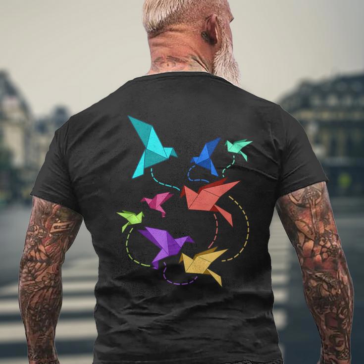 Origami Birds Pleated Kirigami Paper Crane Bird T-Shirt mit Rückendruck Geschenke für alte Männer