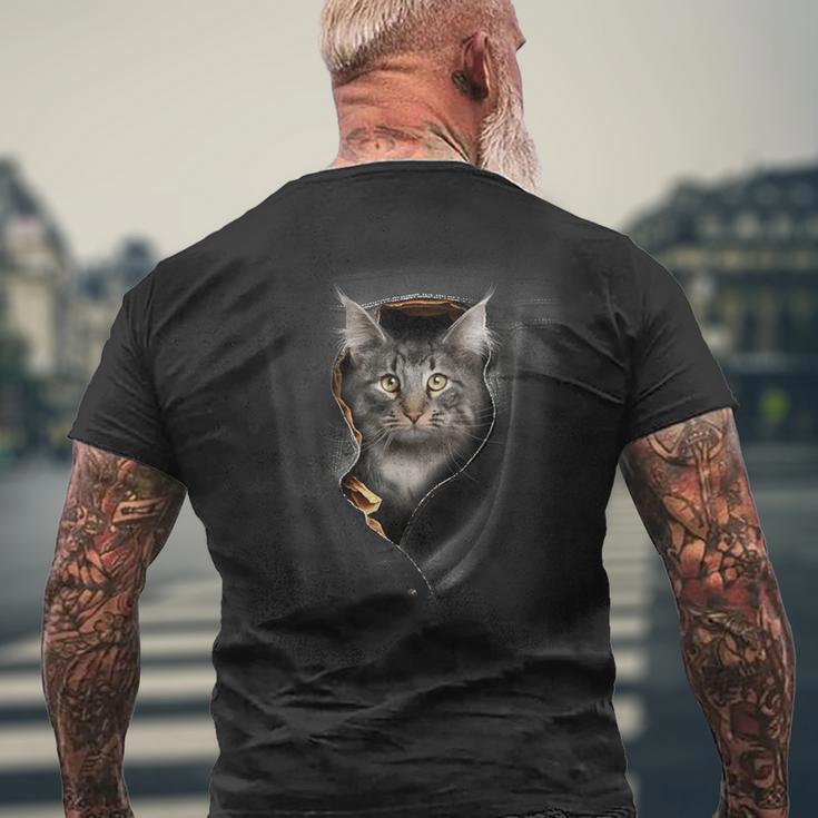 Pocket With Maine Coon Cat Motif T-Shirt mit Rückendruck Geschenke für alte Männer