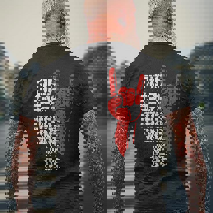 Geburtstag Jubiläum Geschenke By Elevenz Adulto Negro Manga Corta Pequeño Regular 50º Cumpleaños Nacido Julio Rockt Desde 1975 Música Rock N Roll Y Heavy Metal Camiseta Hombre Estampado Espalda Regalos para ancianos