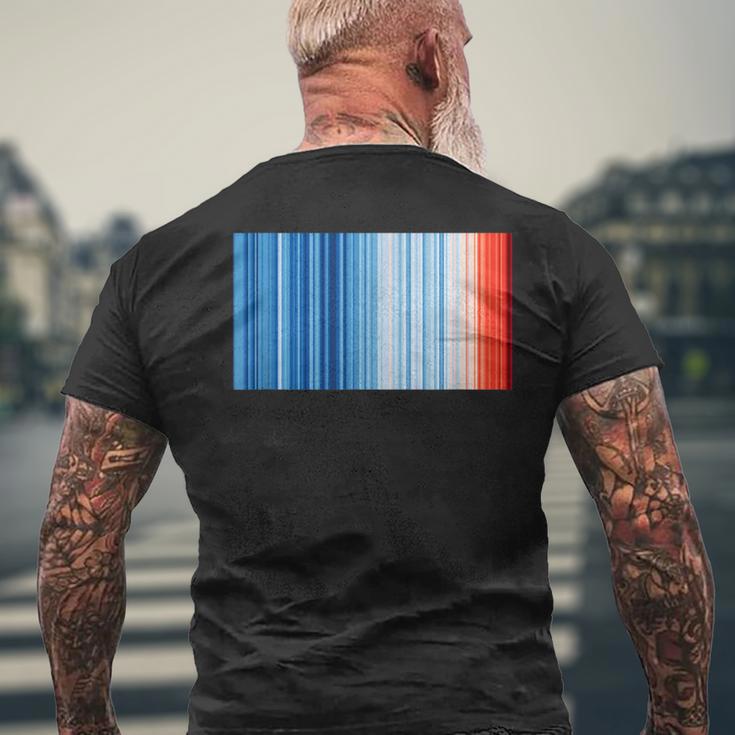 Global Warming Blue Red Stripe Pattern T-Shirt mit Rückendruck Geschenke für alte Männer