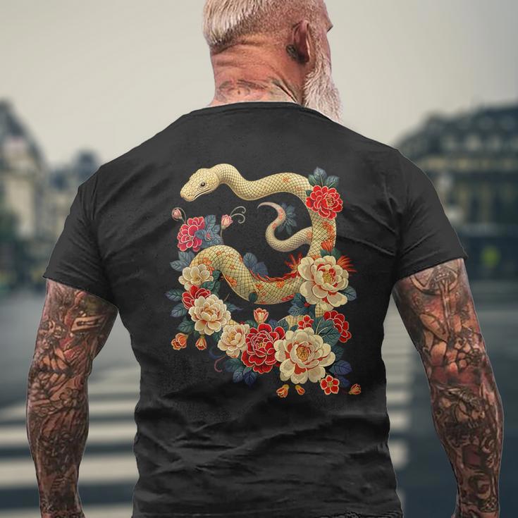 Happy Lunar New Year 2025 Year Of The Snake Zodiac T-Shirt mit Rückendruck Geschenke für alte Männer