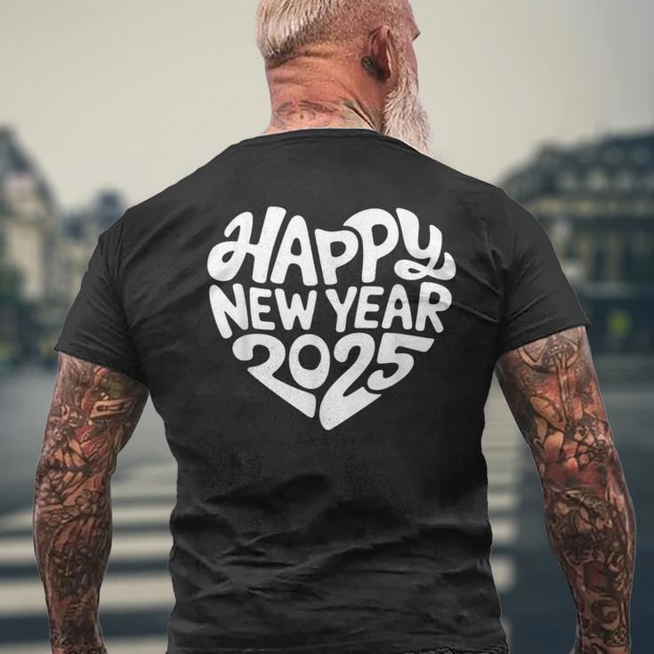 Happy New Year 2025 Heart Happy New Year New Year T-Shirt mit Rückendruck Geschenke für alte Männer