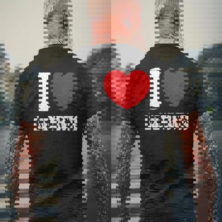 I Heart Love Ladyboys Asia Lover Thailand Ladyboy Men's Back Print T-Shirt Gifts for Old Men