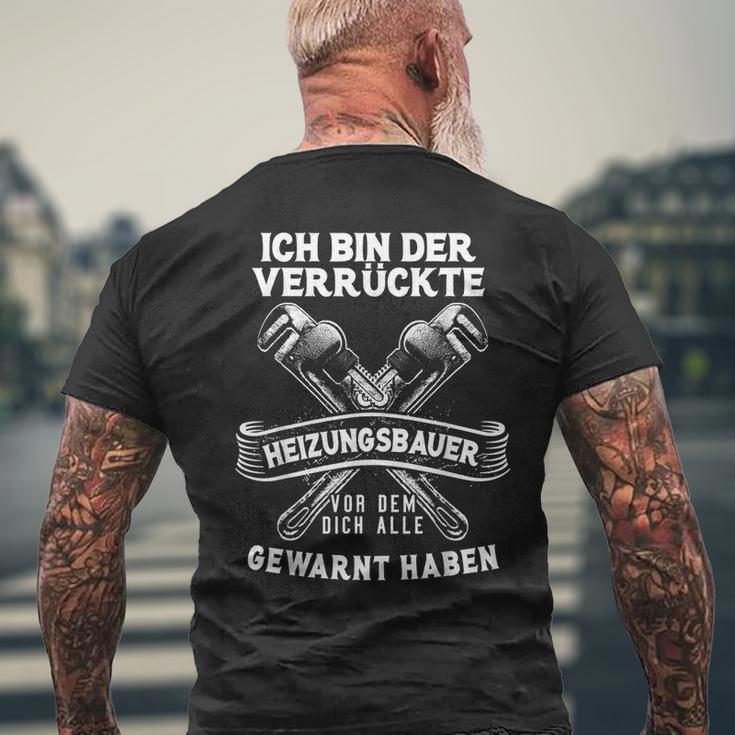 Heating Builder Heating Construction Heating Sanitary T-Shirt mit Rückendruck Geschenke für alte Männer