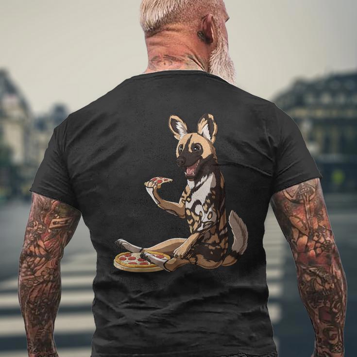 Hund Isst Pizza Afrikanischer Wildhund T-Shirt mit Rückendruck Geschenke für alte Männer