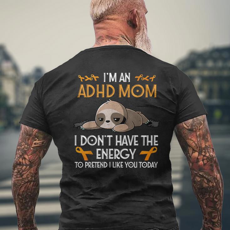 Adhd Sloth I'm An ADHD Mom Awareness Orange Ribbon Sloth ADHD Warrior Men's Back ...