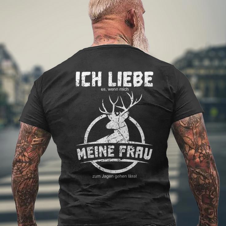 Jäger Ich Liebe Es Wenn Mich Meine Frau Zum Jagen Lässt Hagd German L T-Shirt mit Rückendruck Geschenke für alte Männer